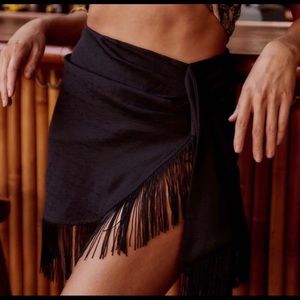 12th tribe black fringe skirt